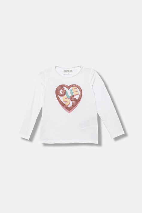 Детска блуза с дълги ръкави Guess в бяло K5BI12 J1314