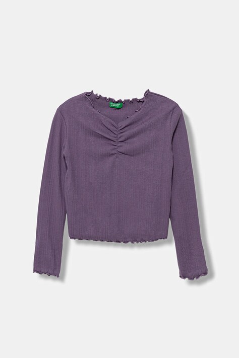 Dětské tričko s dlouhým rukávem United Colors of Benetton fialová barva, 3KIEC10Q9