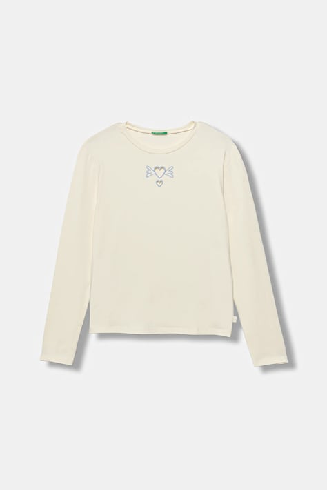 Παιδικό μακρυμάνικο United Colors of Benetton χρώμα: μπεζ, 3P4ZC10QF