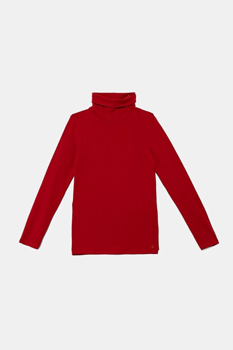 United Colors of Benetton longsleeve copii culoarea roșu, cu guler, 3P4ZC202N