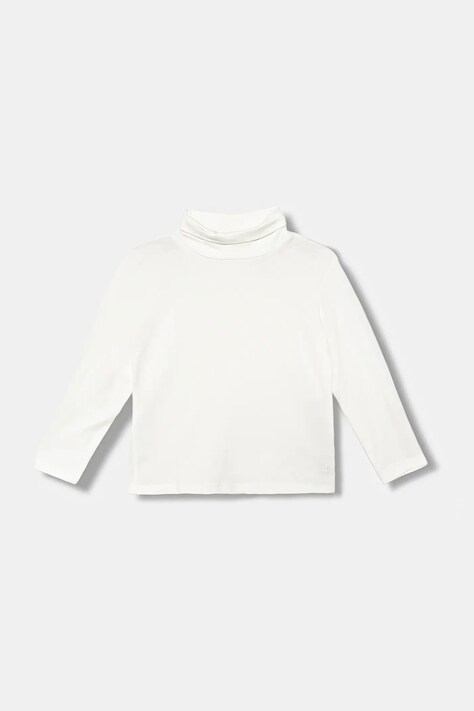 United Colors of Benetton longsleeve dziecięcy kolor biały z golfem 3P4ZG200D