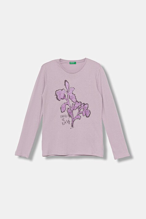United Colors of Benetton longsleeve bawełniany dziecięcy kolor fioletowy 35RYC10QE