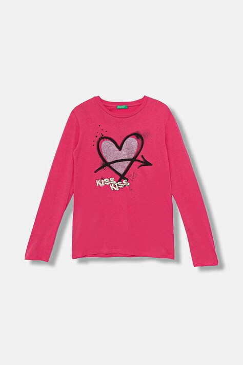 United Colors of Benetton longsleeve bawełniany dziecięcy kolor różowy 35RYC10QE