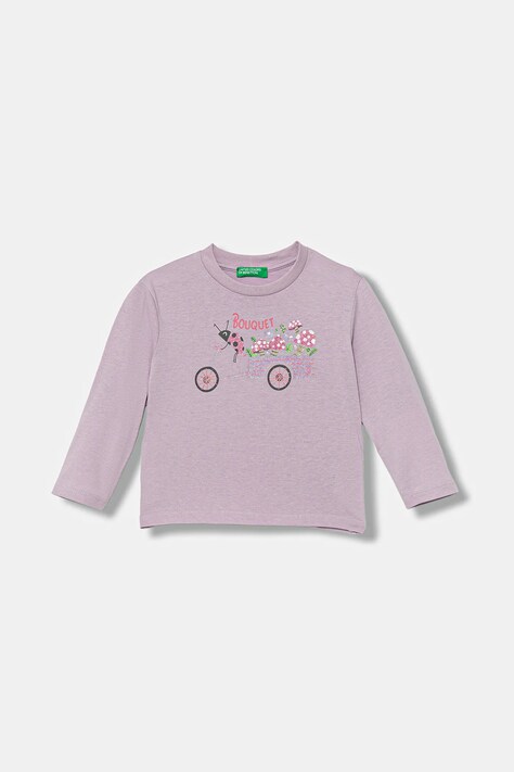 United Colors of Benetton longsleeve bawełniany dziecięcy kolor fioletowy 35RYG10K7