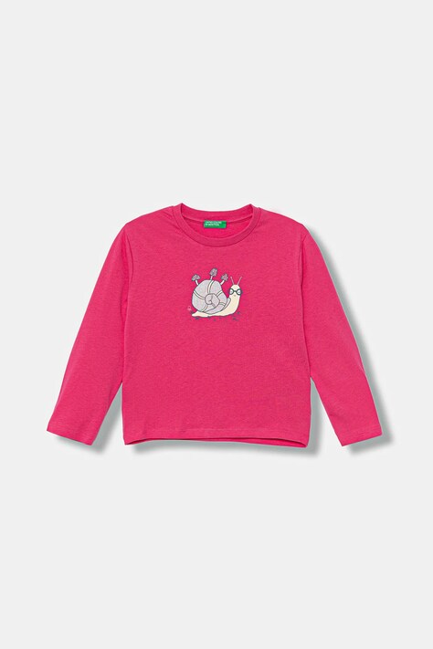 United Colors of Benetton longsleeve bawełniany dziecięcy kolor różowy 35RYG10K7