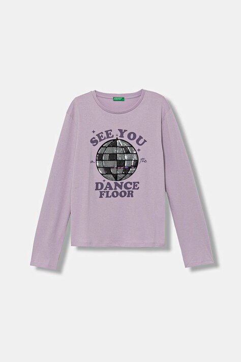United Colors of Benetton longsleeve bawełniany dziecięcy kolor fioletowy 3I1XC10QJ