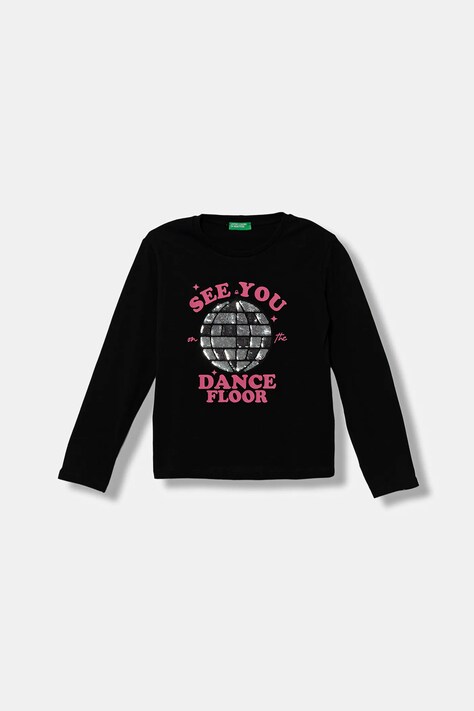 United Colors of Benetton longsleeve bawełniany dziecięcy kolor czarny 3I1XC10QJ