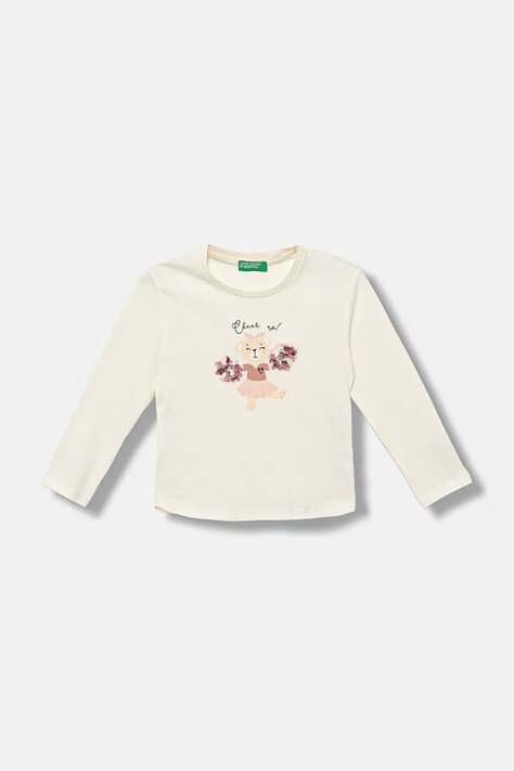 United Colors of Benetton longsleeve bawełniany dziecięcy kolor beżowy 3I1XG10K8