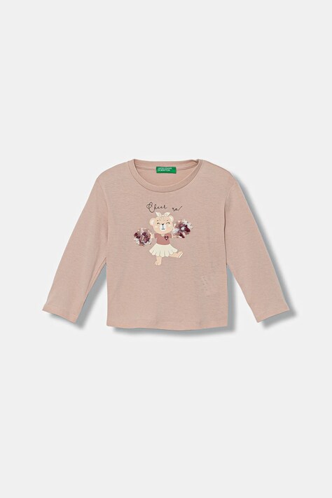 United Colors of Benetton longsleeve bawełniany dziecięcy kolor różowy 3I1XG10K8