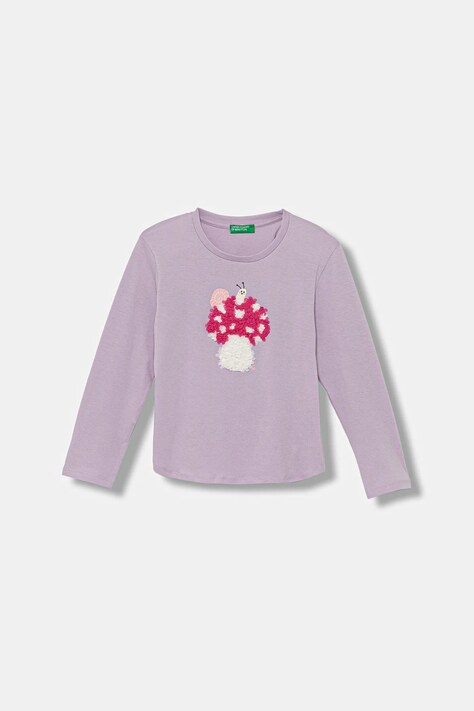 United Colors of Benetton longsleeve bawełniany dziecięcy kolor fioletowy 3I1XG10K8