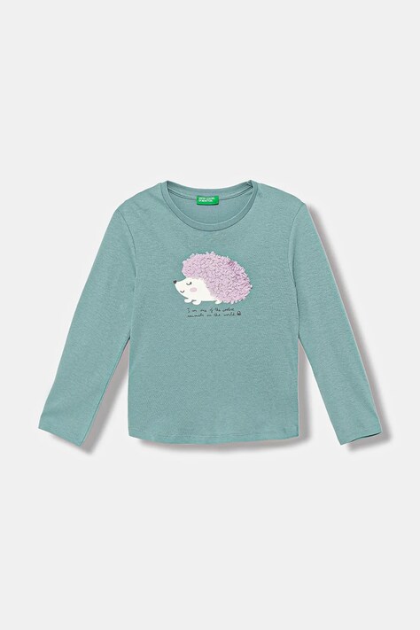 United Colors of Benetton longsleeve bawełniany dziecięcy kolor turkusowy 3I1XG10K8