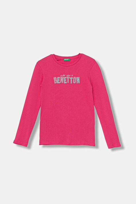 United Colors of Benetton longsleeve bawełniany dziecięcy kolor różowy 3I9WC10Q2