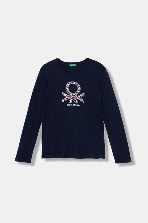 United Colors of Benetton longsleeve bawełniany dziecięcy kolor granatowy 3I9WC10Q2
