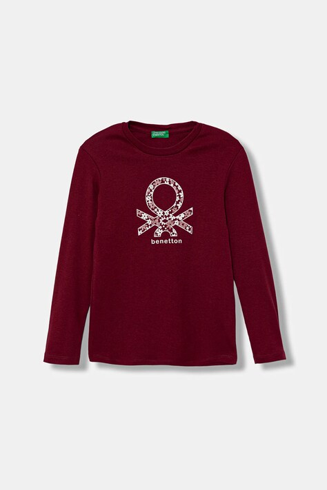 United Colors of Benetton longsleeve bawełniany dziecięcy kolor bordowy 3I9WC10Q2