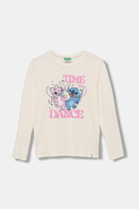 United Colors of Benetton longsleeve din bumbac pentru copii culoarea bej, 35RYC10Q7