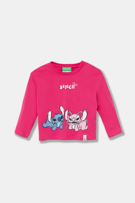 United Colors of Benetton longsleeve bawełniany dziecięcy kolor różowy 35RYG10KC