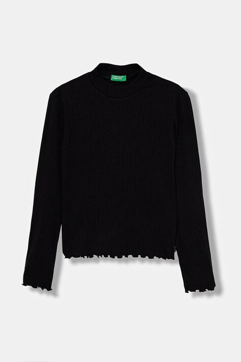 Дитячий лонгслів United Colors of Benetton колір чорний 3F1AC203O
