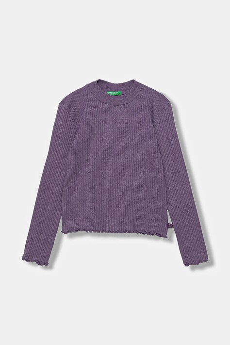 Detské tričko s dlhým rukávom United Colors of Benetton fialová farba, 3F1AC203O