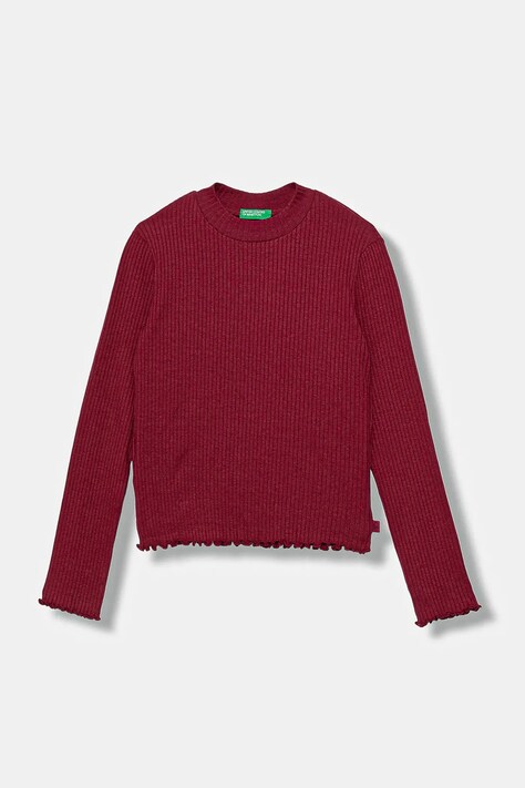 Detské tričko s dlhým rukávom United Colors of Benetton bordová farba, 3F1AC203O