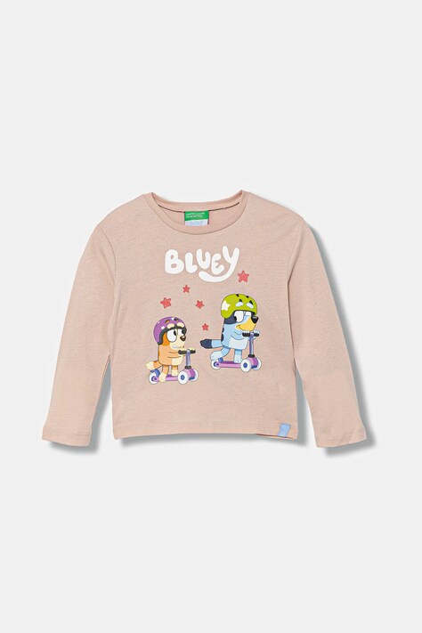 United Colors of Benetton longsleeve bawełniany dziecięcy kolor różowy 3I1XG10KI