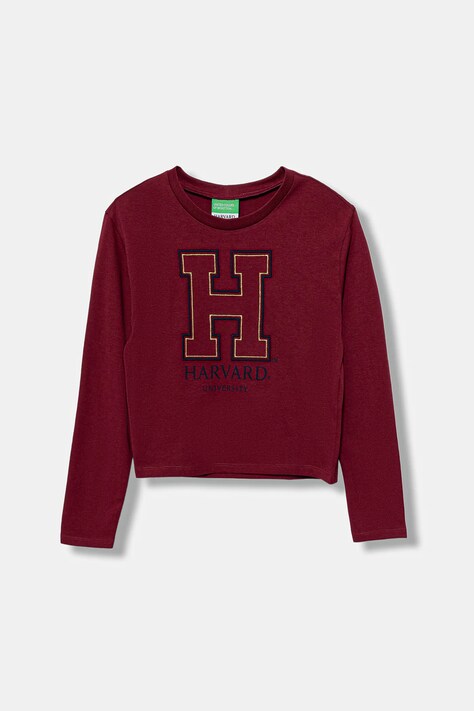 Dječja pamučna majica dugih rukava United Colors of Benetton boja: bordo, 3IVWC10PX