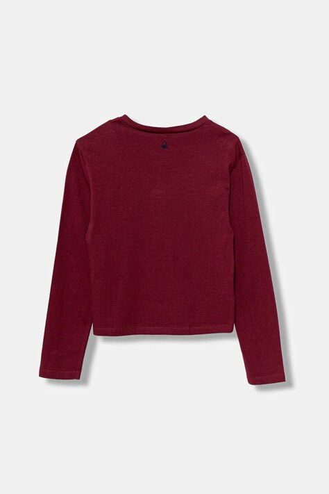 Дитячий бавовняний лонгслів United Colors of Benetton колір бордовий 3IVWC10PX