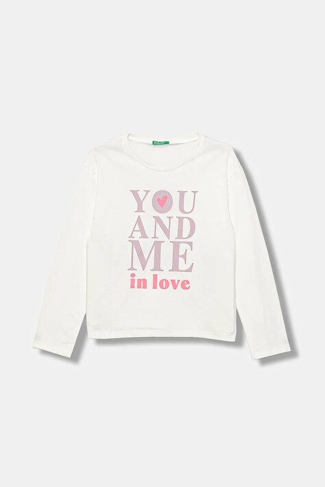 Дитячий бавовняний лонгслів United Colors of Benetton колір білий 3JERC10QM