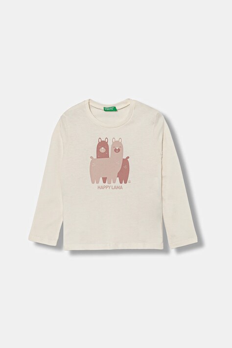 Дитячий бавовняний лонгслів United Colors of Benetton колір бежевий 3JERG10KB
