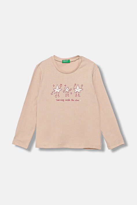 United Colors of Benetton longsleeve bawełniany dziecięcy kolor różowy 3JERG10KB