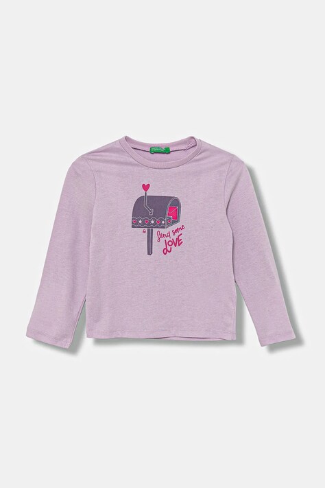 United Colors of Benetton longsleeve din bumbac pentru copii culoarea violet, 3JERG10KB