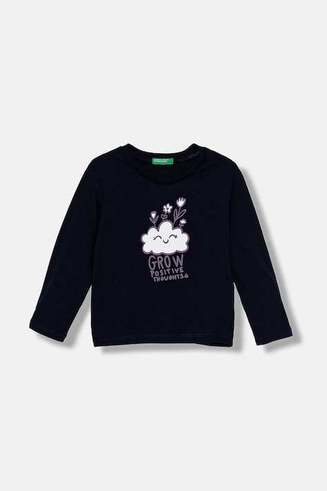 United Colors of Benetton longsleeve din bumbac pentru copii culoarea bleumarin, 3JERG10KB