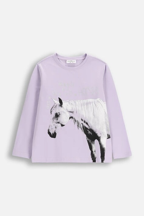 Coccodrillo longsleeve dziecięcy kolor fioletowy EVERYDAY GIRL A