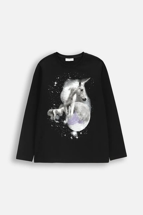 Coccodrillo longsleeve dziecięcy kolor czarny EVERYDAY GIRL A
