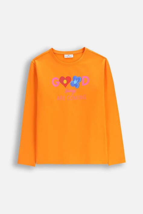 Coccodrillo longsleeve dziecięcy kolor pomarańczowy EVERYDAY GIRL A