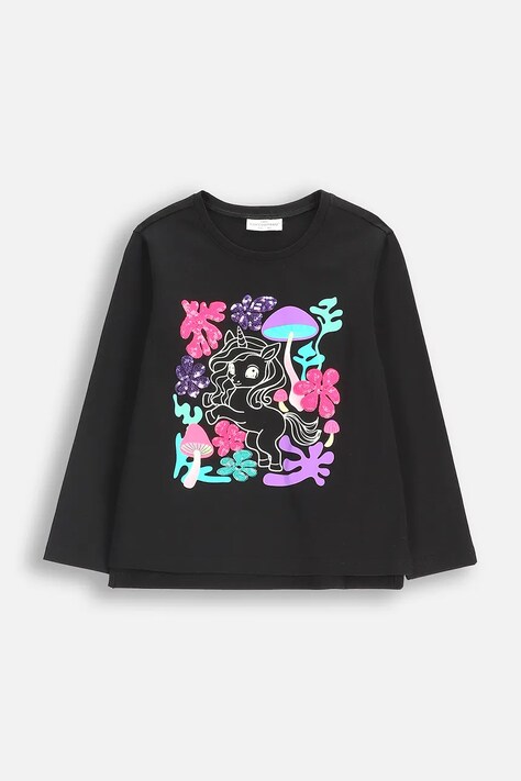 Coccodrillo longsleeve dziecięcy z bawełną kolor czarny RAVE GIRL KIDS