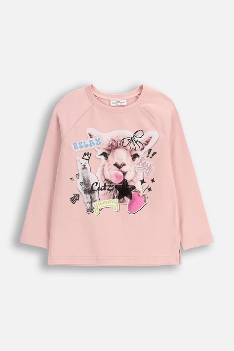 Coccodrillo longsleeve dziecięcy kolor różowy CRAFT PUNK GIRL KIDS