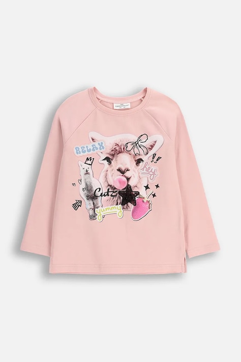 Детский лонгслив Coccodrillo цвет розовый CRAFT PUNK GIRL KIDS