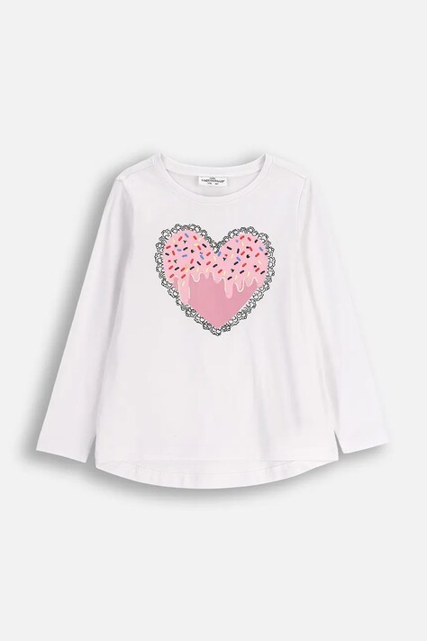 Coccodrillo longsleeve dziecięcy kolor biały FROSTING PUDDLE GIRL KIDS