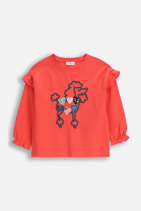 Coccodrillo t-shirt bawełniany dziecięcy kolor czerwony FROSTING PUDDLE GIRL KIDS