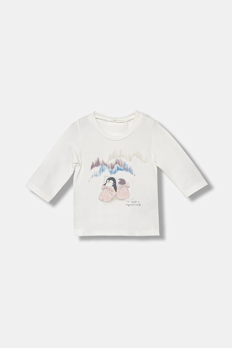 United Colors of Benetton longsleeve niemowlęcy kolor biały 35UKA106S