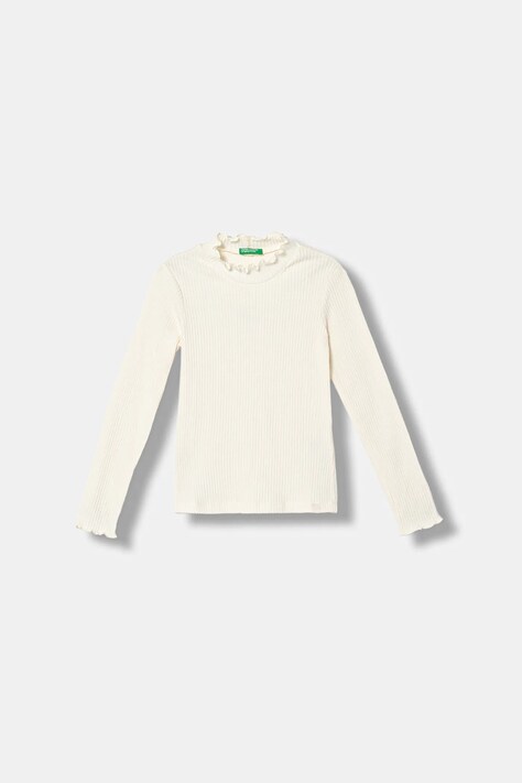 United Colors of Benetton longsleeve dziecięcy kolor beżowy z półgolfem 381PC10RC