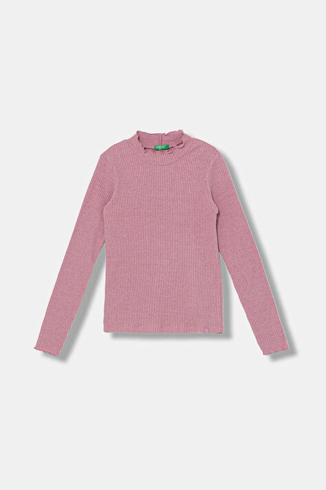 United Colors of Benetton longsleeve dziecięcy kolor różowy z półgolfem 381PC10RC