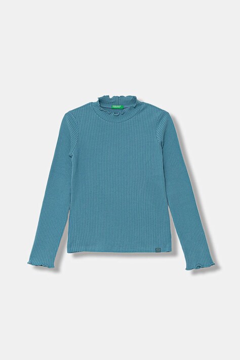 United Colors of Benetton longsleeve dziecięcy kolor zielony z półgolfem 381PC10RC
