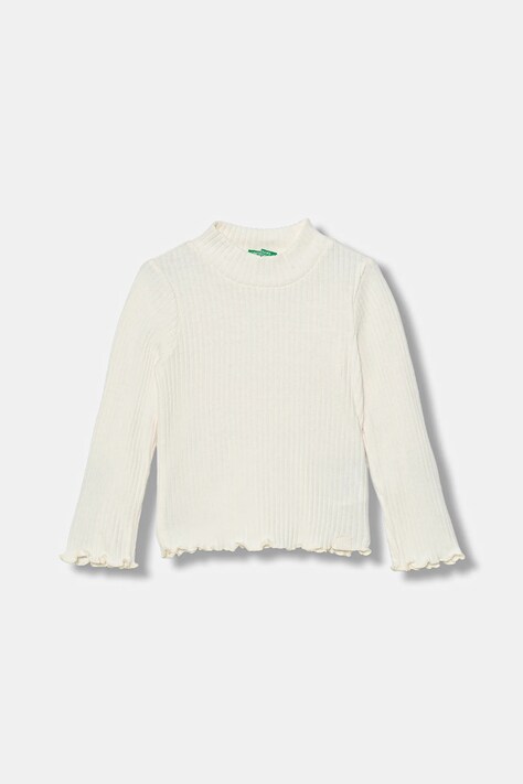 United Colors of Benetton longsleeve dziecięcy kolor beżowy z półgolfem 381PG10LB