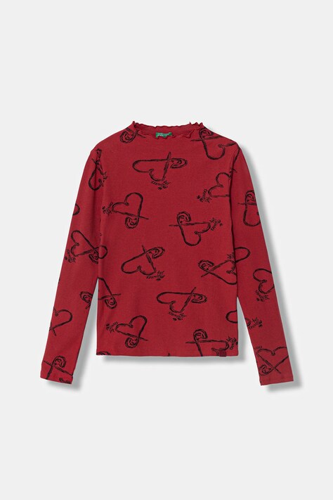 Детский лонгслив United Colors of Benetton цвет бордовый с полугольфом 39EMC10RE