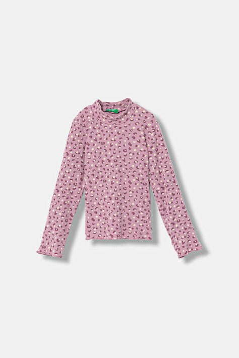 United Colors of Benetton longsleeve dziecięcy kolor różowy z półgolfem 39EMG10LA