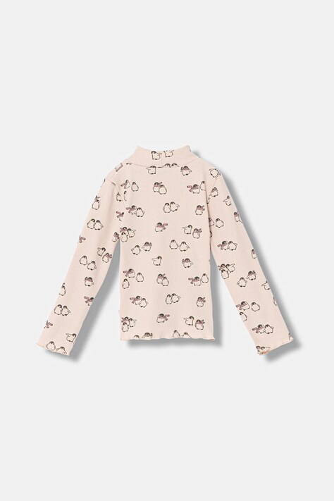 United Colors of Benetton longsleeve dziecięcy kolor różowy z półgolfem 39EMG10LA
