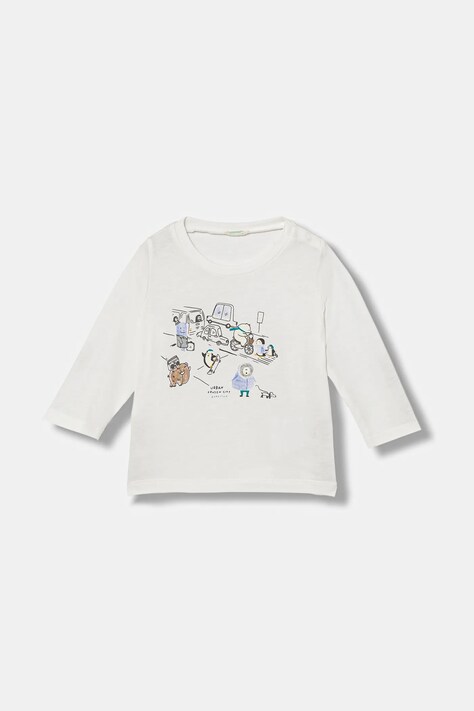 United Colors of Benetton longsleeve bawełniany niemowlęcy kolor biały 3ATNA106T