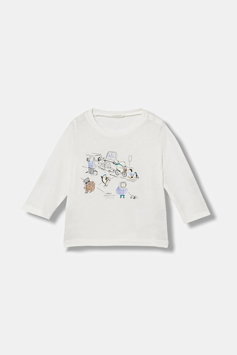 United Colors of Benetton longsleeve bawełniany niemowlęcy kolor biały 3ATNA106T