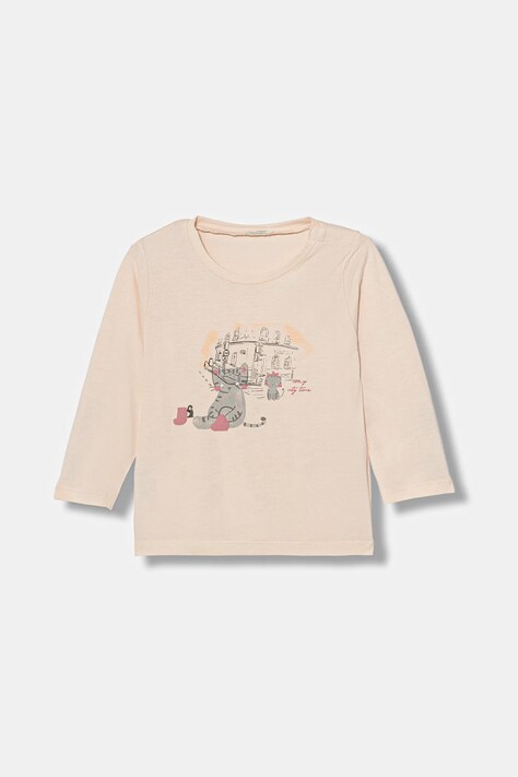 United Colors of Benetton longsleeve bawełniany niemowlęcy kolor różowy 3ATNA106T